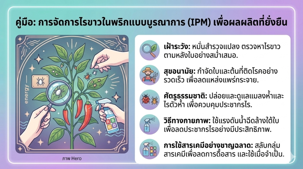 วิธีกำจัดไรขาวในพริก (แนวทาง IPM ลดการดื้อสารและผลกระทบต่อผลผลิต)